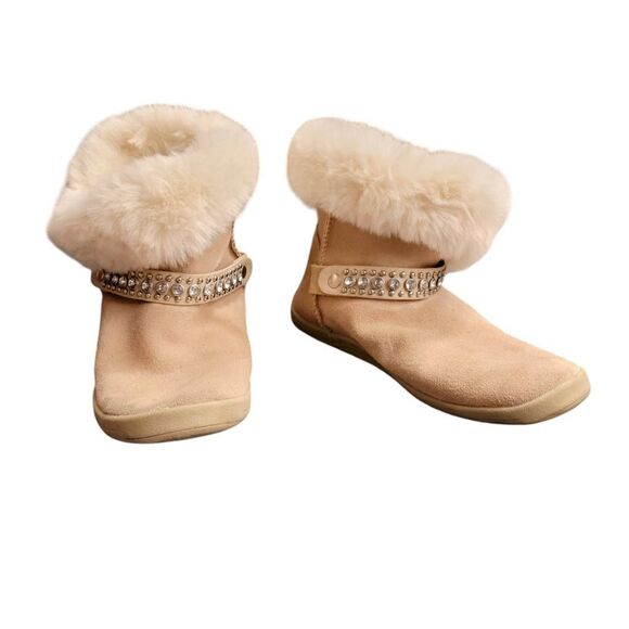 Canyon River Blues Neutral Tan Seude Rhinestone Studs Soft Comfy Winter Booties - Picture 15 of 15